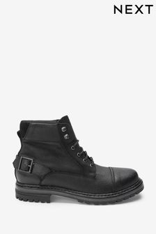 Black Leather Toe Cap Boots (A98697) | ￥12,050