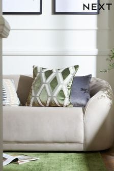 Olive Green Collection Luxe Velvet Geo 50 x 50cm Cushion (A98816) | SGD 50