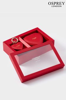 Rot - Osprey London The Tilly Geschenkset mit Täschchen und Schlüsselanhänger aus Leder in Herzform (A98918) | 69 €