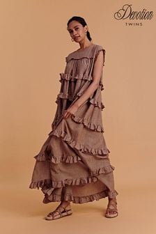 Devotion Twins Brown Antimilos Stripe Sleeveless Maxi Dress (A99068) | €128