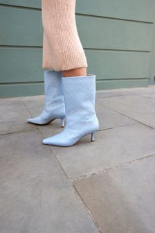 Blue Signature Leather Chisel Toe Pull On Boots (A99070) | ₪ 314