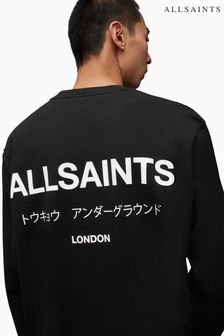 أسود - كنزة بحافة رقبة مستديرة Underground من Allsaints (A99186) | 549 د.إ