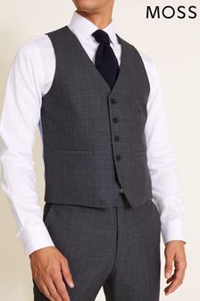 MOSS Grey Slim Fit Check Suit Waistcoat (A99336) | €38