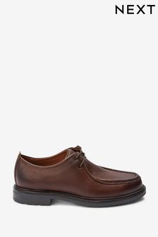 Braun - Derby-Schuhe aus Leder mit Blatteinsatz und Profilsohle (A99657) | 83 €