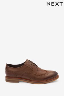 Brown - Waxy Leather Smart Casual Brogue Shoes (A99660) | BGN150