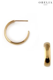 Orelia London Gold Tone Domed Mid Size Hoop Earrings (A99976) | ₪ 84