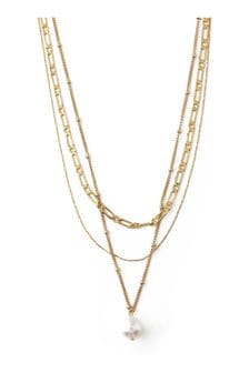 Orelia London Gold Tone Pearl Chain 3 Row Necklace (A99977) | 43 €