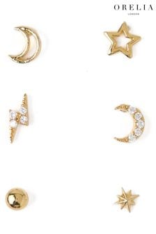 Orelia London 18K Gold Celestial Stud 6 Pack Ear Party Earrings (A99985) | €38