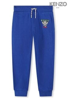 Kenzo Kids Niebieskie dziecięce Spodnie do biegania Kenzo z logo ze słoniem (A9F159) | 310 zł - 340 zł