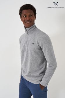 Crew Clothing Company Grey French Rib Half Zip Knit Sweater (AA0413) | OMR34