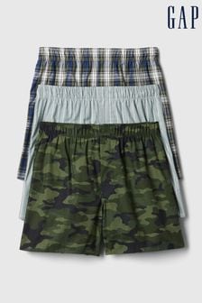 Gap Green & Blue Poplin Print 3 Pack Boxers (AA1485) | 160 zł