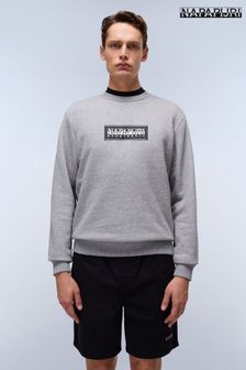 Napapijri Grey Box Logo Crew Neck Sweatshirt