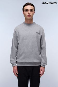 Napapijri Grey Sovana Crew Neck 100% Cotton Sweatshirt