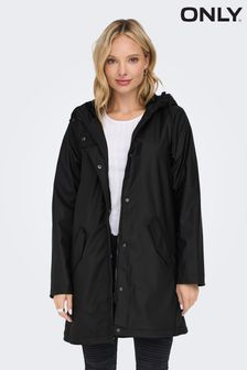 Black lined raincoat top