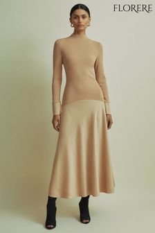 Sand - Florere Hybrid Knit-satin Midi Dress (AA2017) | 303 €