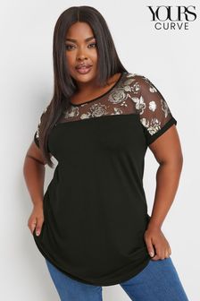 Yours Curve Black Foil Printed Top (AA2725) | €28