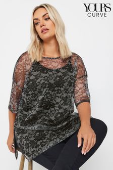 Yours Curve Black Oversized Mesh Top (AA2727) | $46