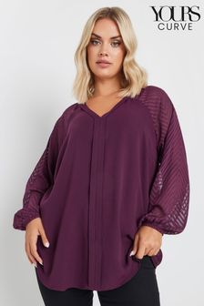 Yours Curve Purple Burnout Sleeve Blouse (AA2892) | kr610