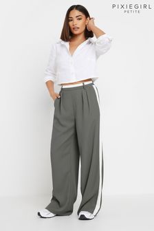 PixieGirl Petite Grey Side Stripe Contrast Wide Leg Trousers (AA3142) | €53