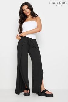 PixieGirl Petite Black Wide Leg Wrap Trousers (AA3211) | $50