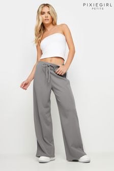 PixieGirl Petite Grey Side Stripe Tie Wide Leg Trousers (AA3276) | $58