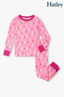 Hatley Pink Lightening Bolts and Stars Stretch Cotton Pyjamas (AA3439) | ￥5,130