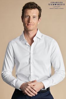 Charles Tyrwhitt White Slim fit Egyptian cotton Ascot weave Shirt (AA3920) | R1,650