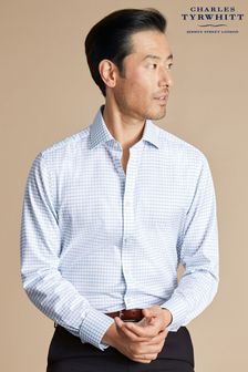 Charles Tyrwhitt Blue Slim Fit Cutaway Collar Non Iron Fine Check Shirt (AA3926) | HK$720