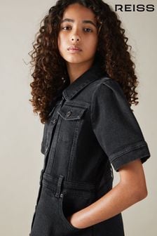 Reiss Grey Natalia 9-13 yrs Button-Front Denim Dress (AA4999) | $117