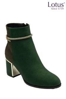 Lotus Green Heeled Ankle Boots (AA6086) | €76