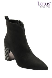 Lotus Black Pointed Toe Ankle Boots (AA6119) | $137