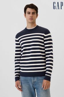 Men s GAP Blue Crew Neck Long Sleeve Knitwear Next Luxembourg