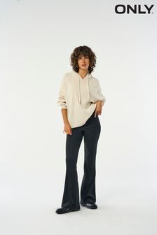 ONLY Black Ribbed Jersey Flared Trousers (AA6482) | HK$257