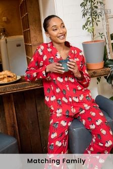 Their Nibs Red Counting Sheep 100% Cotton Traditional Long Pyjamas (AA6844) | $65