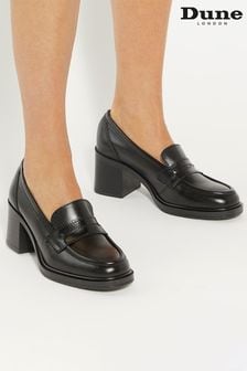 Dune London Black Grateful Heeled Penny Loafers (AA7355) | €128