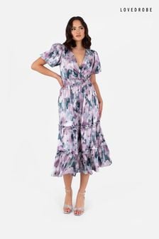 Lovedrobe Shirring Waist Puff Sleeve Midi Dress (AA7485) | $101