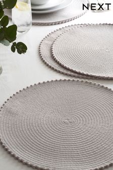 Set of 4 Grey Pom Pom Placemats (AA7585) | $22