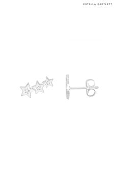 Estella Bartlett Silver Tone Cubic Zirconia Star Stud Crawler Earrings (AA7654) | €36