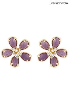 Jon Richard Gold Plated Amethyst Floral Stud Earrings (AA8298) | MYR 150