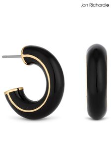 Jon Richard Plated And Jet Hoop Earrings (AA8397) | €27