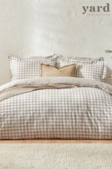 Yard Natural Barton Check 100% Cotton Duvet Cover Set (AA8549) | $45 - $86