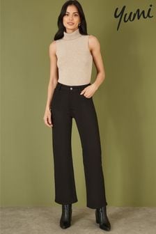 Yumi Black Stretch Canvas Wide Leg High Waist Jeans (AA8587) | $94