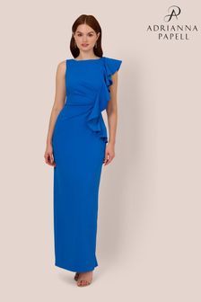 Adrianna Papell Blue Knit Crepe Ruffle Gown (AA8650) | €193