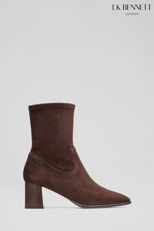 LK Bennett Brown Harp Espresso Block Heel Stretch Ankle Boots (AA8730) | €469