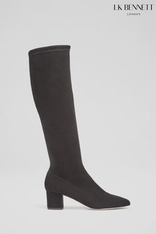 LK Bennett Black Eldon Block Heel Stretch Knee Boots (AA8769) | $1.042