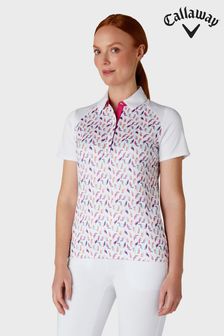 Callaway Apparel Parrot Print Novelty White Polo Shirt (AA8881) | 77 €