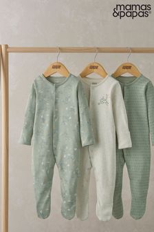 Mamas & Papas Green Dino Sleepsuits 3 Pack (AA9455) | 34 €