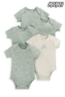 Mamas & Papas Green 100% Cotton Dino Bodysuits 5 Pack (AA9461) | $31