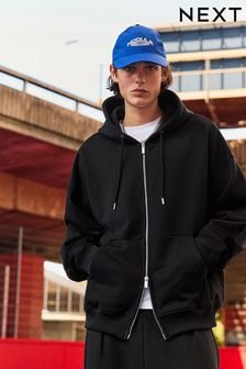 Black Zip Through EDIT Heavyweight 100% Cotton Hoodie (AA9640) | $59