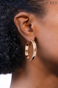 Lauren Ralph Lauren Gold Tone 35mm Hoop Pierced Earrings (AB1107) | €97